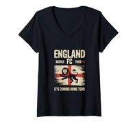 Femme Tournée mondiale de l'England FC It's Coming Home Tour T-Shirt avec Col en V