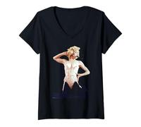 Femme Tournée Mondiale de Madonna Live in Pink Corset Blond Ambition en 1990 T-Shirt avec Col en V