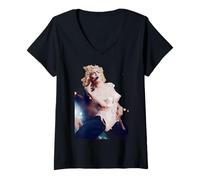 Femme Tournée Mondiale de Madonna Pink Corset Live Blond Ambition 1990 T-Shirt avec Col en V