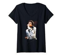 Femme Tournée Mondiale de Michael Jackson Bad Dirty Diana Live 1988 T-Shirt avec Col en V