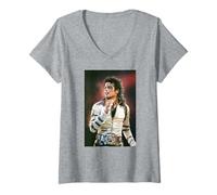 Femme Tournée Mondiale de Michael Jackson Live Smooth Criminal Bad T-Shirt avec Col en V