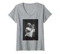 Femme Tournée Mondiale de Phil Collins de Genesis Live Invisible Touch T-Shirt avec Col en V