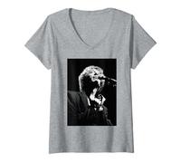 Femme Tournée Mondiale One for All des Bee Gees Robin Gibb 1989 T-Shirt avec Col en V