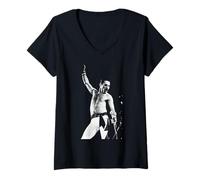 Femme Tournée Queen Live The Works avec Freddie Mercury Wembley T-Shirt avec Col en V