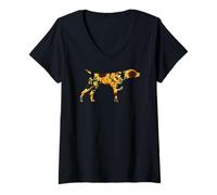 Femme Tournesol Braque Allemand à Poil Court T-Shirt avec Col en V