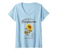 Femme Tournesols Vintage Farmers Market Rustic Floral Garden T-Shirt avec Col en V