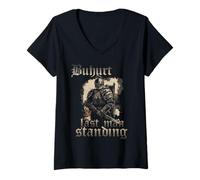 Femme Tournoi des joutes de Buhurt dernier Debout Bouhourt T-Shirt avec Col en V