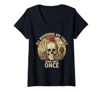 Femme Tous Les Champignons sont comestibles, Certains Seulement Une Fois Les Champignons T-Shirt avec Col en V