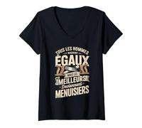 Femme Tous Les Hommes Naissent Égaux Menuisiers T-Shirt avec Col en V