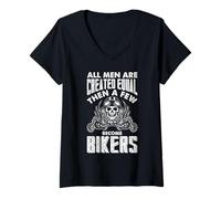 Femme Tous Les Hommes sont créés égaux Alors Quelques-UNS Deviennent Motards T-Shirt avec Col en V