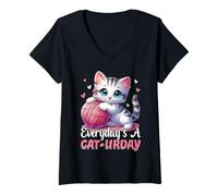 Femme Tous Les Jours, C'est Le Samedi des Chats T-Shirt avec Col en V