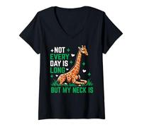Femme Tous Les Jours ne sont Pas Longs mais Mon Cou est Une Girafe T-Shirt avec Col en V