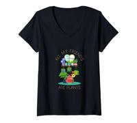 Femme Tous Mes Amis sont des Plantes T-Shirt avec Col en V