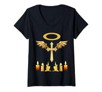 Femme Toussaint 1er Novembre Spirit Wear Christian Saints Thème T-Shirt avec Col en V