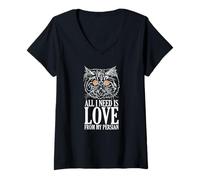 Femme Tout ce Dont J'Ai Besoin, C'est de l'amour de Mon Chat Persan T-Shirt avec Col en V