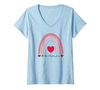 Femme Tout ce dont tu as besoin c'est de l'amour T-Shirt avec Col en V