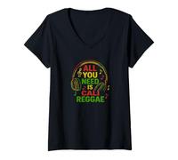 Femme Tout ce Dont Vous Avez Besoin, C'est Cali Reggae Music | Vintage Reggae T-Shirt avec Col en V