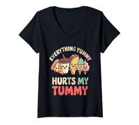 Femme Tout ce Que Aime me Fait Mal au Ventre Amateur de Cuisine T-Shirt avec Col en V