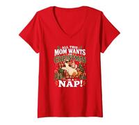 Femme Tout ce Que Cette Maman Veut pour Noël, C'est Une Sieste T-Shirt avec Col en V