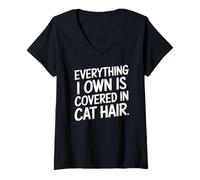 Femme Tout Ce Que Je Possède Est Plein De Poils De Chat T-Shirt avec Col en V
