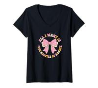 Femme Tout ce Que Je Veux, C'est Cinq Minutes de Silence, Maman bouleversée T-Shirt avec Col en V