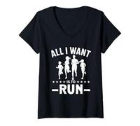 Femme Tout ce Que Je Veux C'est Courir T-Shirt avec Col en V