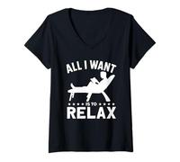 Femme Tout ce Que Je Veux C'est me détendre T-Shirt avec Col en V