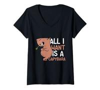 Femme Tout Ce Que Je Veux C'est Un Capybara Capybar Rongeur T-Shirt avec Col en V
