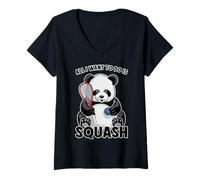 Femme Tout ce Que Je Veux Faire, C'est Jouer à Panda Squash avec Un Ours Mignon T-Shirt avec Col en V
