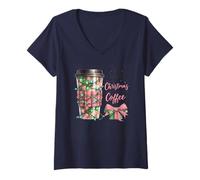 Femme Tout ce Que Je Veux pour Noël, C'est Plus de café T-Shirt avec Col en V