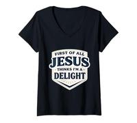 Femme Tout d'abord, Jésus Pense Que Je suis Un délice : Christ, Dieu chrétien T-Shirt avec Col en V