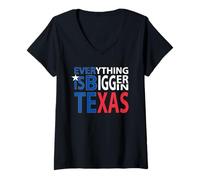 Femme Tout est Plus Grand au Texas T-Shirt avec Col en V