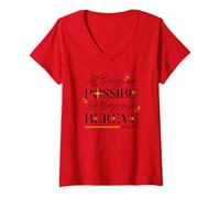 Femme Tout est Possible pour Ceux Qui croient MC 9:23 T-Shirt avec Col en V
