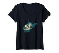 Femme Tout est Relatif en Virginie-Occidentale Funny WV Mountain Love T-Shirt avec Col en V