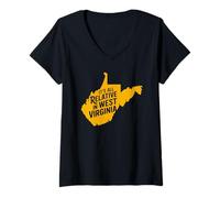 Femme Tout est Relatif en Virginie-Occidentale Funny WV Mountain Love T-Shirt avec Col en V