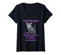 Femme Tout Fait Mal et tu Veux Que Je souriez la Conscience du Lupus T-Shirt avec Col en V