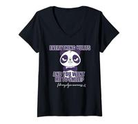 Femme Tout Fait Mal et Vous Voulez Que Je souriez ? Panda Fibromylagia T-Shirt avec Col en V