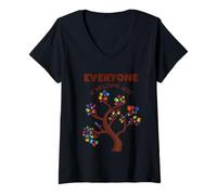 Femme Tout Le Monde est bienvenu Ici Arbre de l'unité T-Shirt avec Col en V