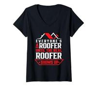 Femme Tout Le Monde Est Couvreur Couvreurs Toiture Toit Emploi T-Shirt avec Col en V