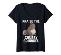 Femme Tout Le Monde Fait l'éloge du mème drôle d'écureuil potelé T-Shirt avec Col en V