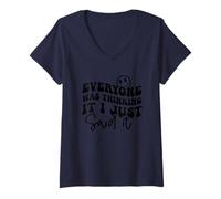 Femme Tout le monde y pensait, je viens de le dire T-Shirt avec Col en V