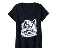 Femme Tout Lui est-il Possible ? Matthieu 19:26 T-Shirt avec Col en V