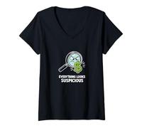 Femme Tout Semble Suspect Humour Comptable T-Shirt avec Col en V