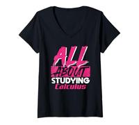Femme Tout sur l'étude du calcul mathématiques étudiant la Vie académique T-Shirt avec Col en V