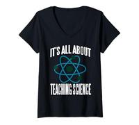 Femme Tout Tourne Autour de l’enseignement des Sciences T-Shirt avec Col en V