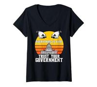 Femme Tout va Bien, Faites Confiance à Votre Gouvernement, Puppet Strings Gov T-Shirt avec Col en V