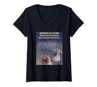 Femme Toute la journée, Je suis occupé, Je ne gagne Que Peu d'argent Cat Meme T-Shirt avec Col en V