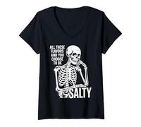 Femme Toutes Ces Saveurs et Vous Choisissez Salty Funny Skull T-Shirt avec Col en V