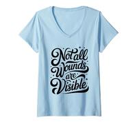 Femme Toutes Les blessures ne sont Pas Visibles - Sensibilisation à la Violence Domestique T-Shirt avec Col en V