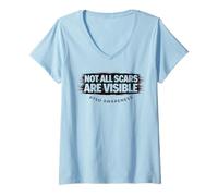 Femme Toutes Les Cicatrices ne sont Pas Visibles - Sensibilisation au SSPT Invisible T-Shirt avec Col en V